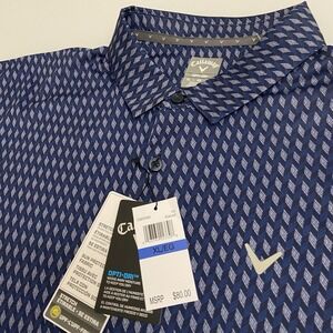 Callaway Men's Opti-Dri All‎ Over Geometric Graphic Blue Size XL New Stretch